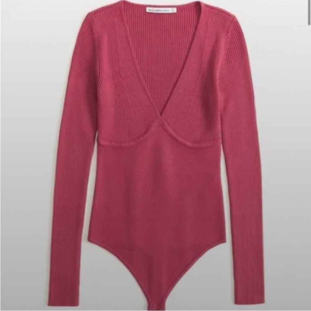 Abercrombie & Fitch Deep Rose Long Sleeve Bodysuit